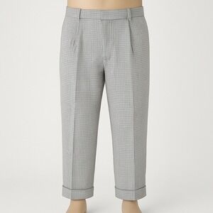 Uniqlo Ines de la Fressange Womens Houndstooth Trouser Pants Size 6 Twee Pleated